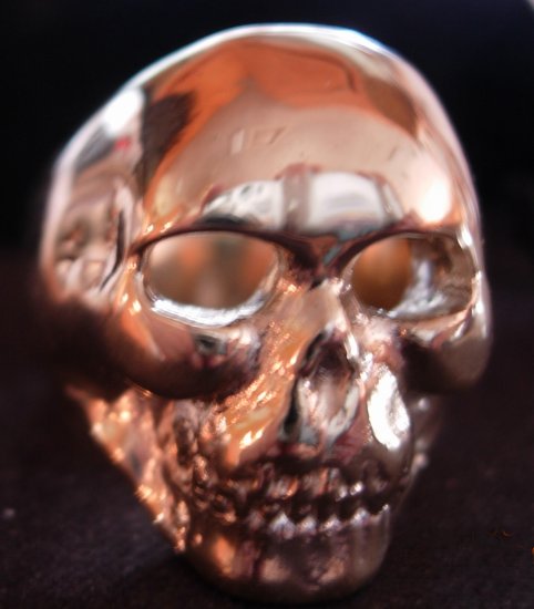 Med. Skull Ring-Closed Mouth-Gold